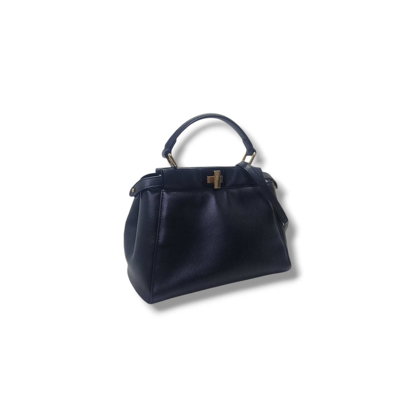 Fendi Peekaboo Mini Soft Leather Tote Bag Ghw (Black)