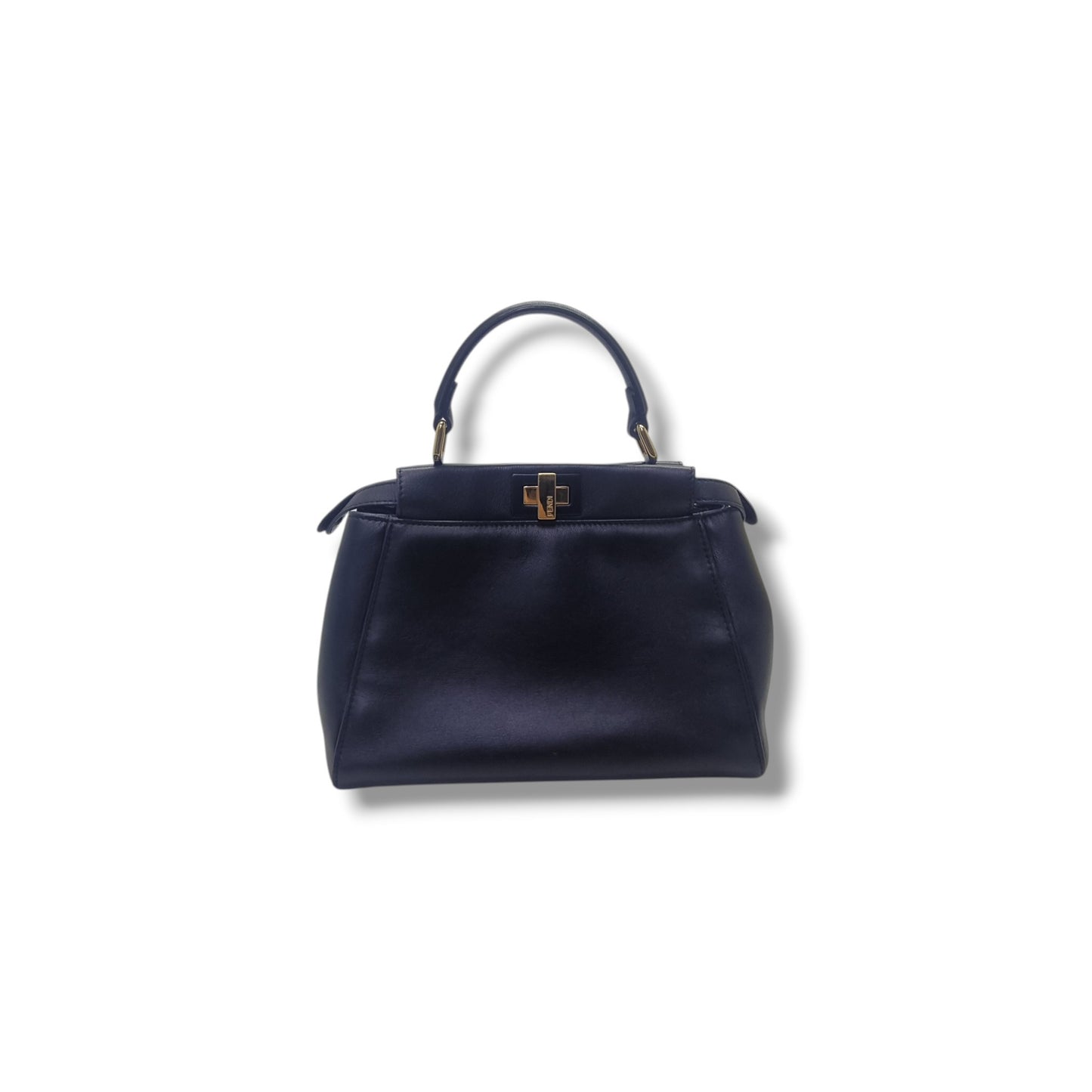 Fendi Peekaboo Mini Soft Leather Tote Bag Ghw (Black)