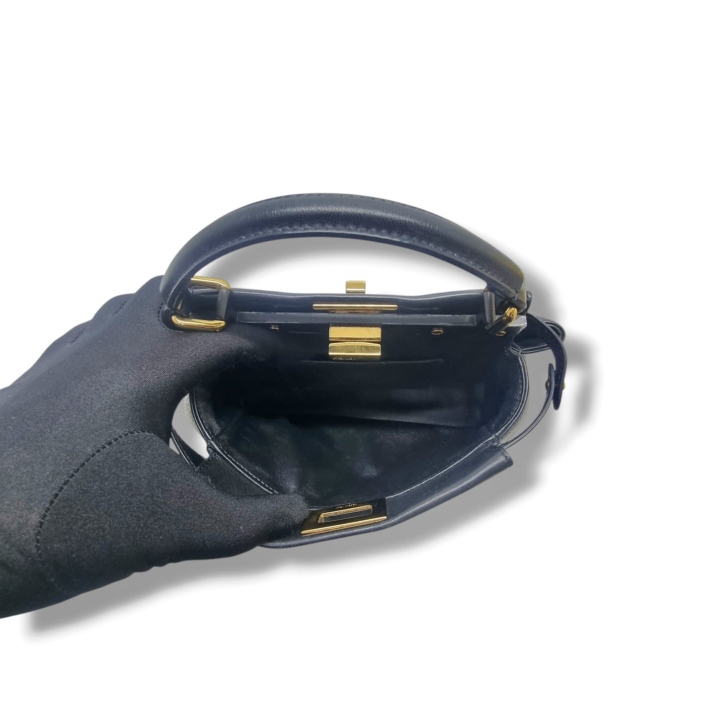 Fendi Peekaboo Mini Soft Leather Tote Bag Ghw (Black)