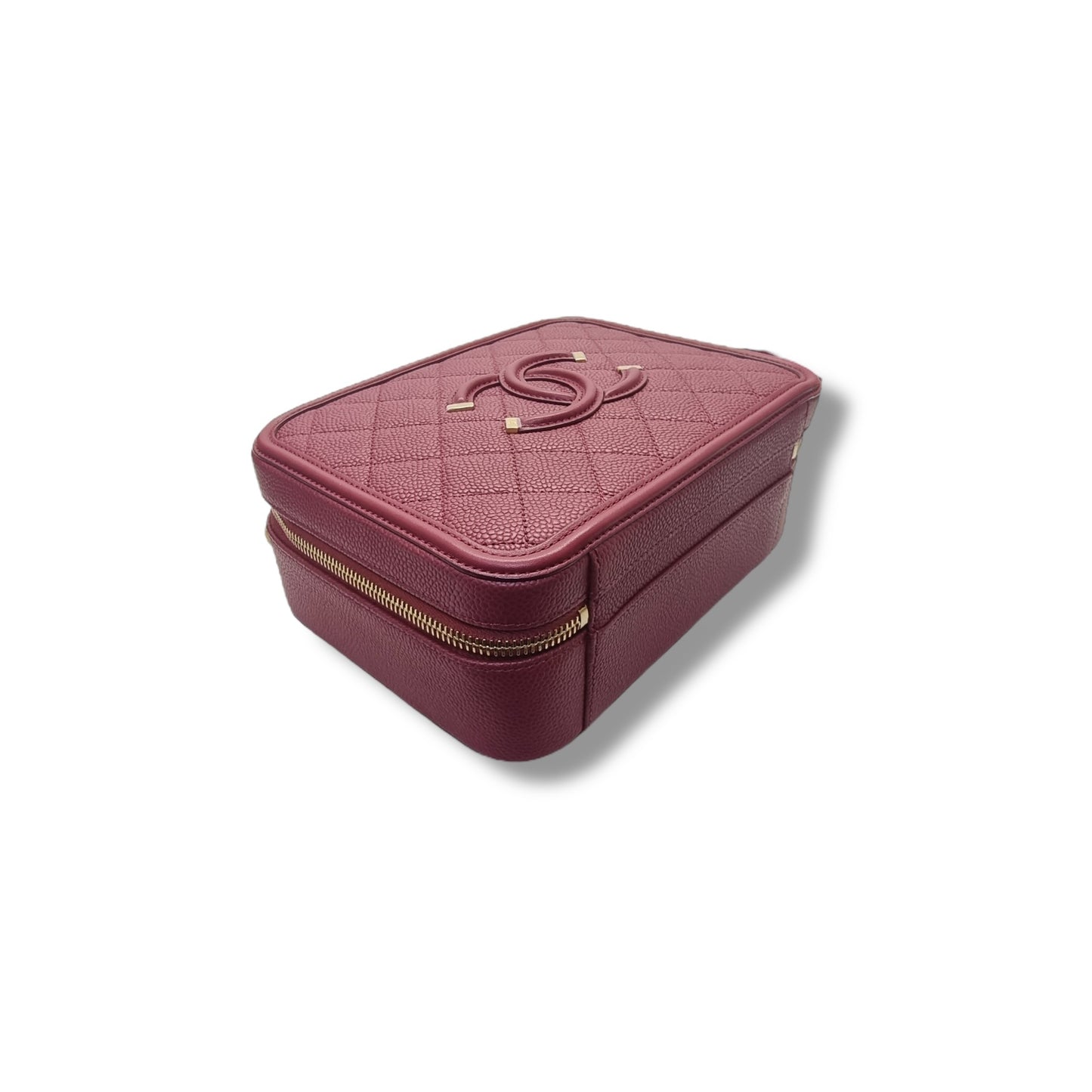 Chanel Filigree Vanity Case Caviar Ghw (Burgundy)