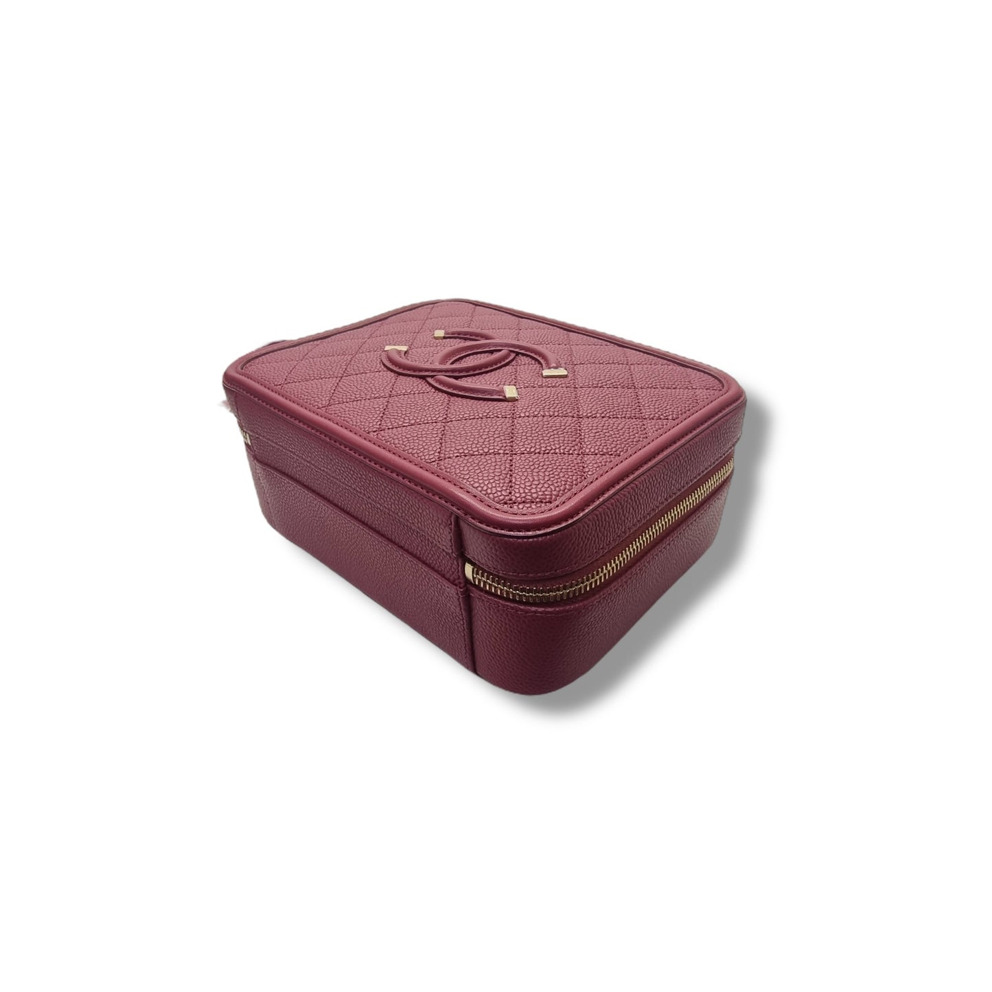Chanel Filigree Vanity Case Caviar Ghw (Burgundy)