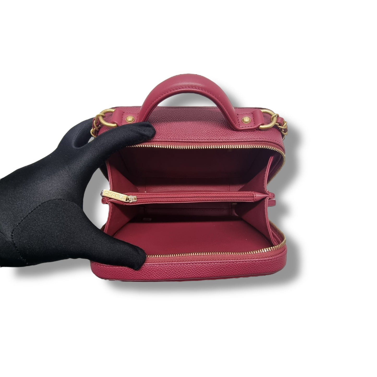 Chanel Filigree Vanity Case Caviar Ghw (Burgundy)