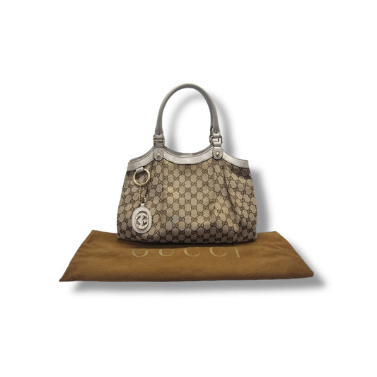 Gucci GG Sukey Canvas Hobo Bag Ghw (Beige)