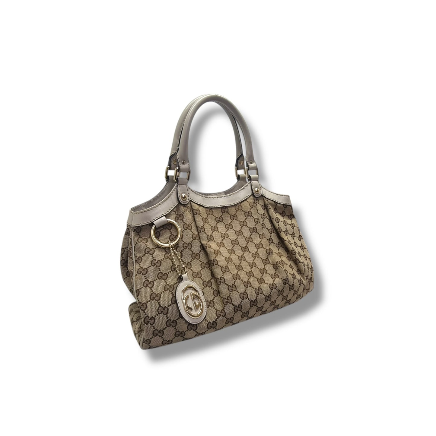 Gucci GG Sukey Canvas Hobo Bag Ghw (Beige)