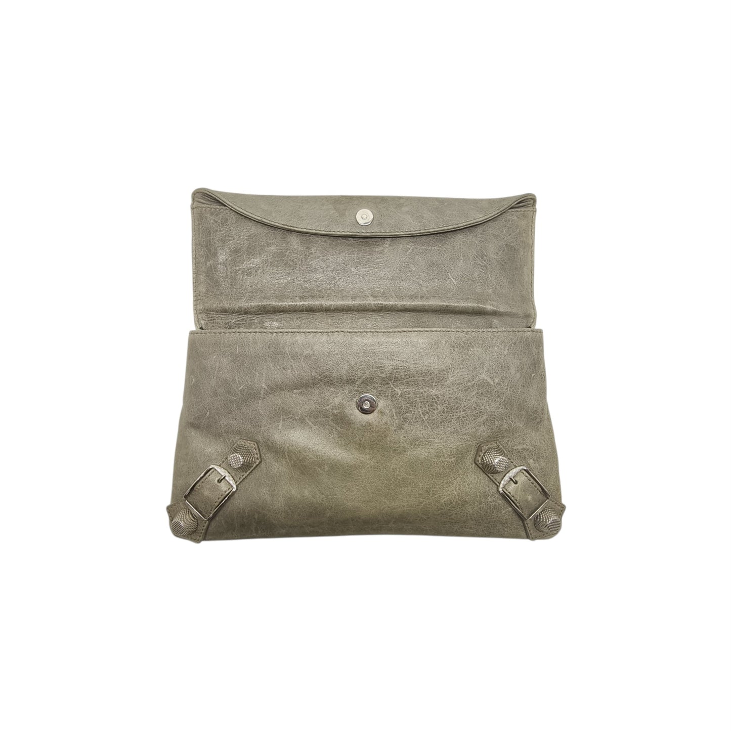Balenciaga Giant 21 Envelope Clutch Lambskin Leather Shw (Grey)
