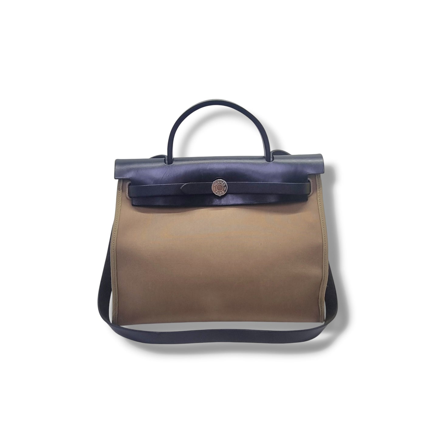 Hermes Herbag Zip PM 31 Canvas Hunter Cowhide Leather Shw (Brown/Black)