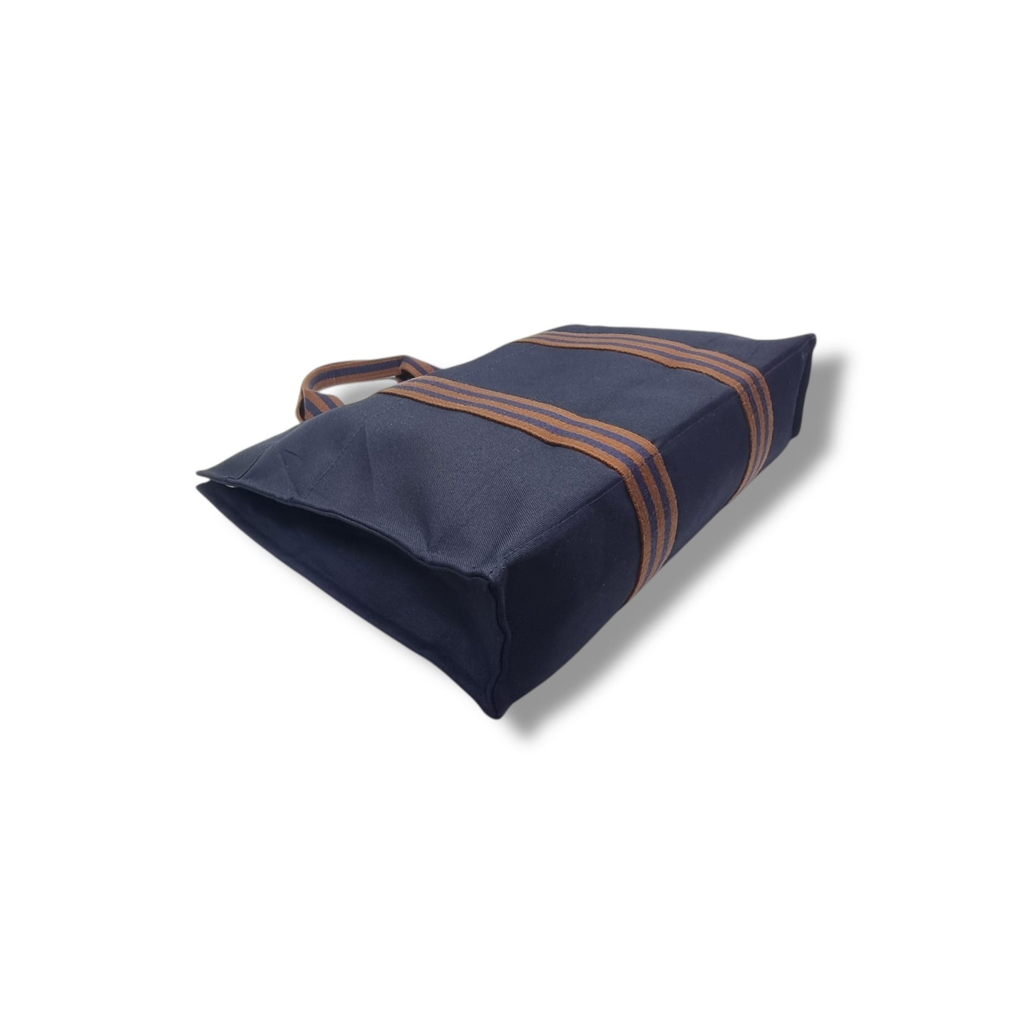 Hermes Fourre Tout MM Canvas Top Handle Shw (Dark Blue/Brown)