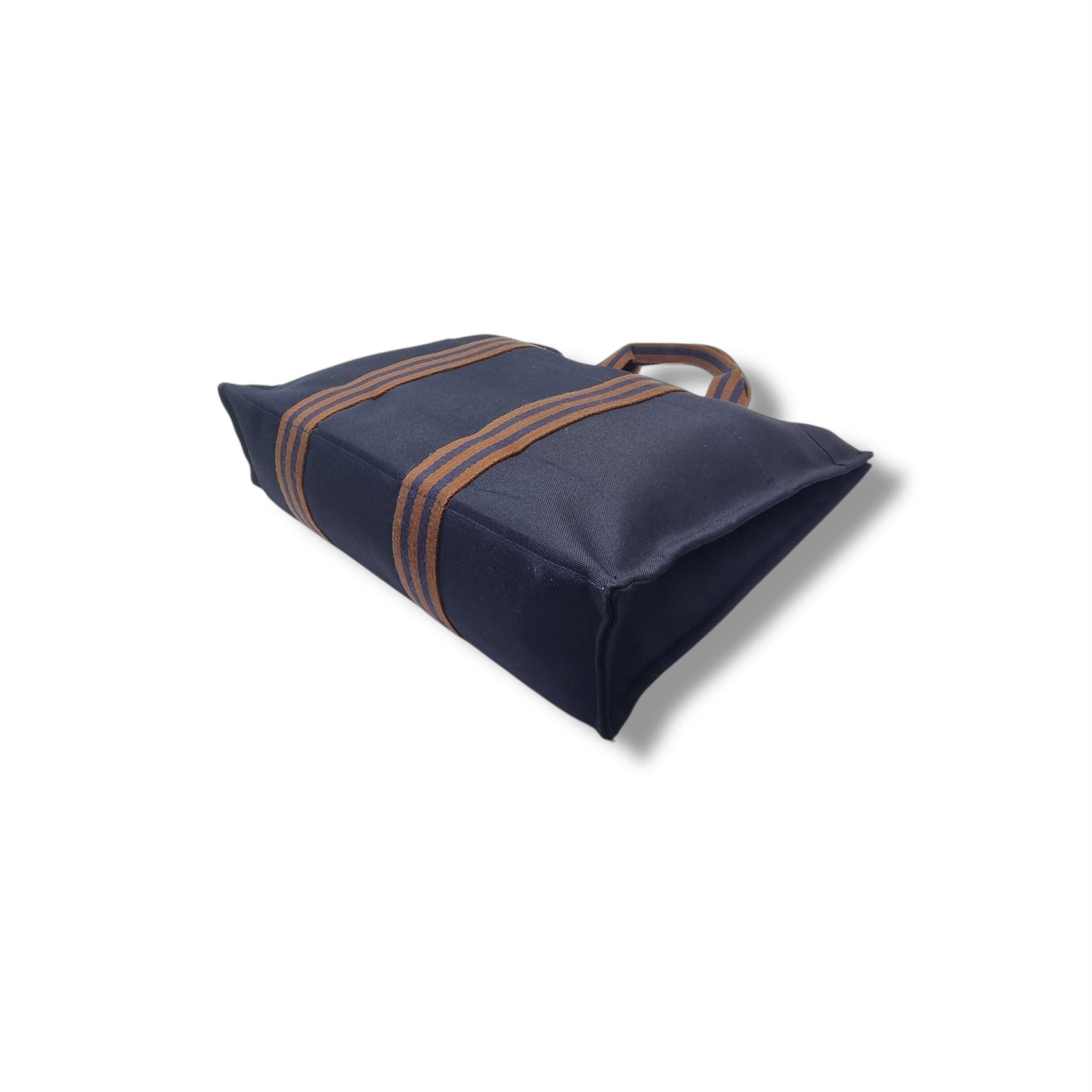 Hermes Fourre Tout MM Canvas Top Handle Shw (Dark Blue/Brown)