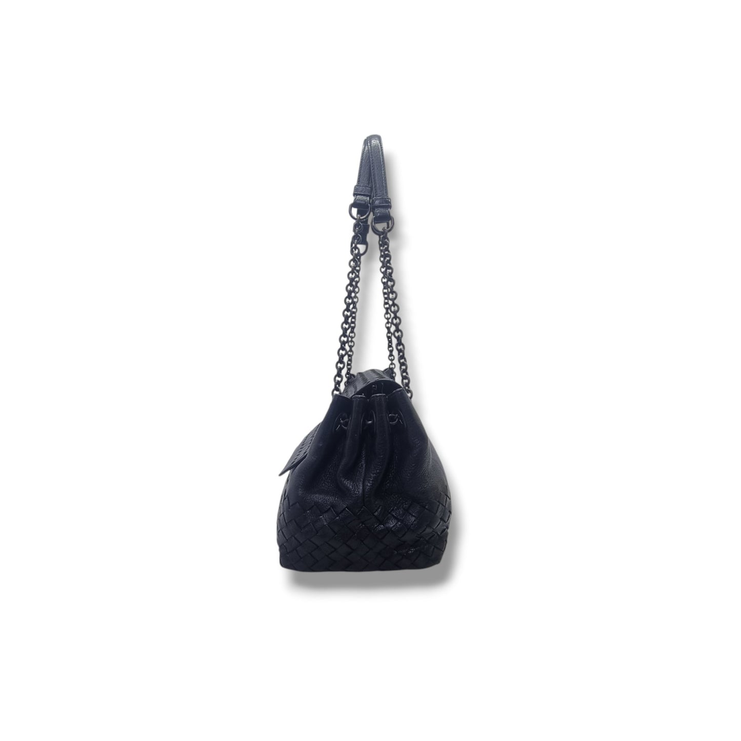 Bottega Veneta Accordion Intrecciato Leather Flap Shoulder Bag Bhw (Black)