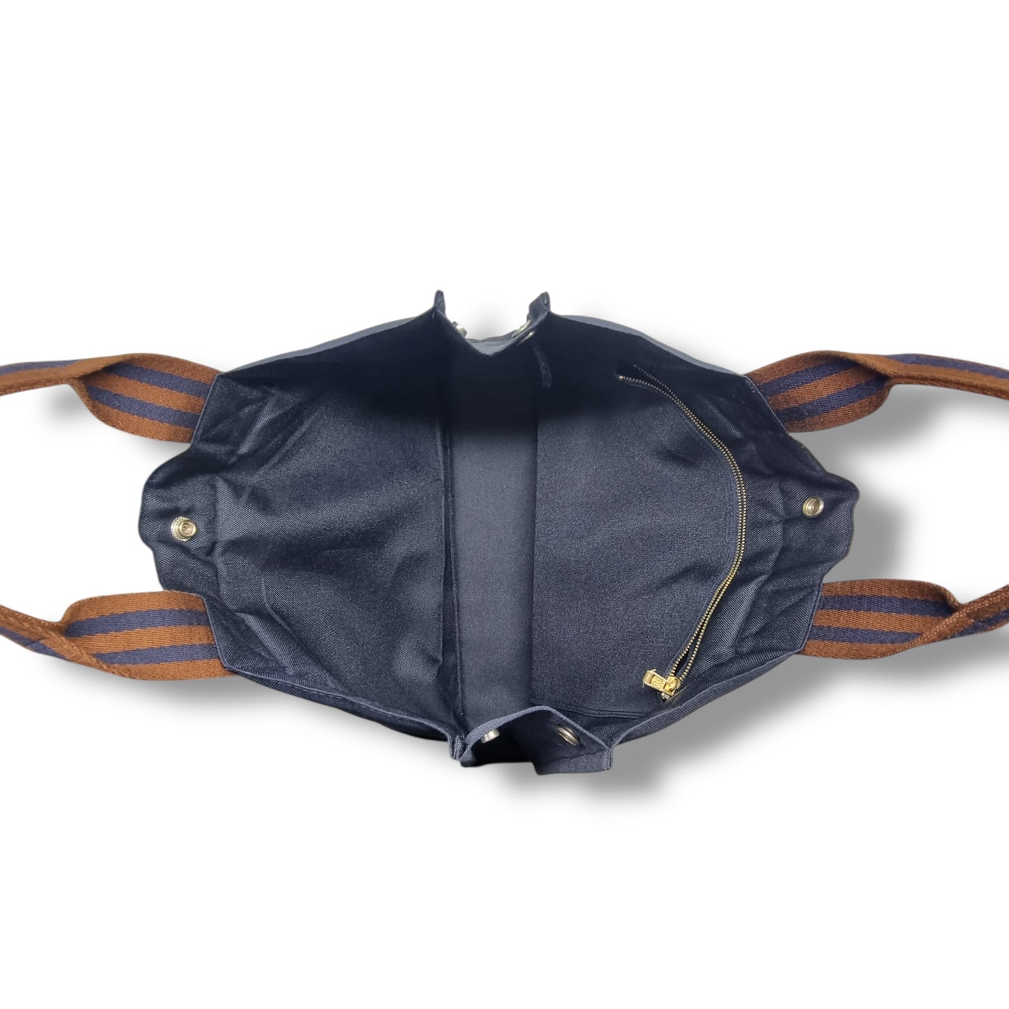 Hermes Fourre Tout MM Canvas Top Handle Shw (Dark Blue/Brown)