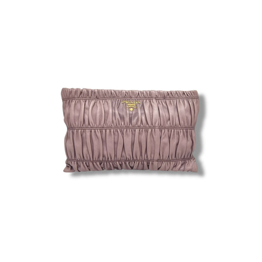 Prada Nappa Gaufre Leather Clutch Ghw (Pink)