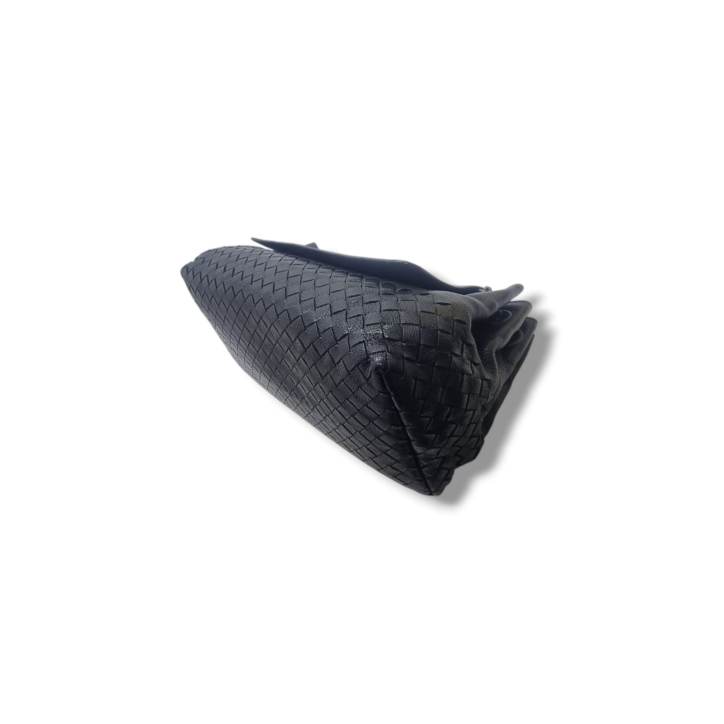 Bottega Veneta Accordion Intrecciato Leather Flap Shoulder Bag Bhw (Black)