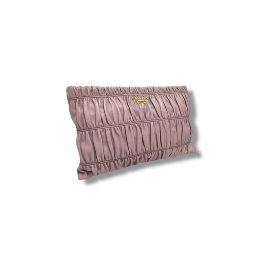 Prada Nappa Gaufre Leather Clutch Ghw (Pink)