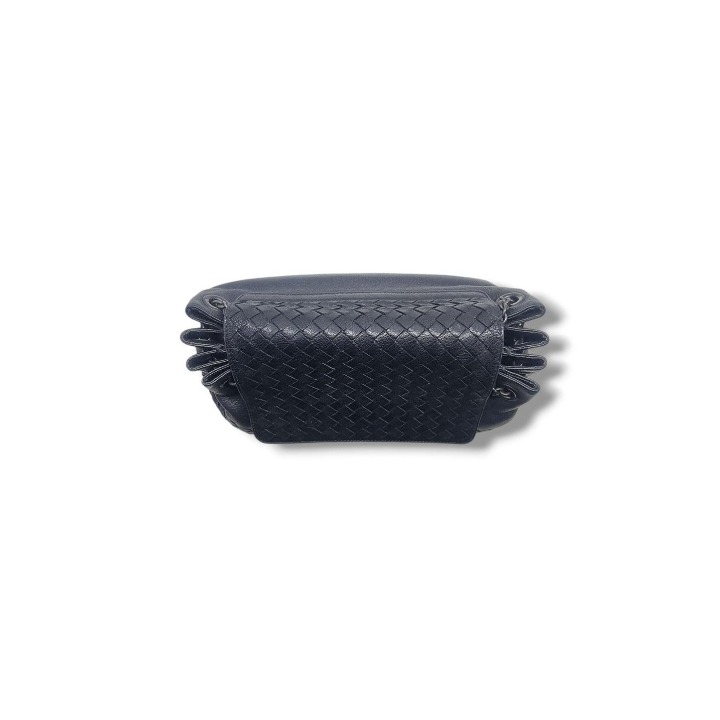 Bottega Veneta Accordion Intrecciato Leather Flap Shoulder Bag Bhw (Black)