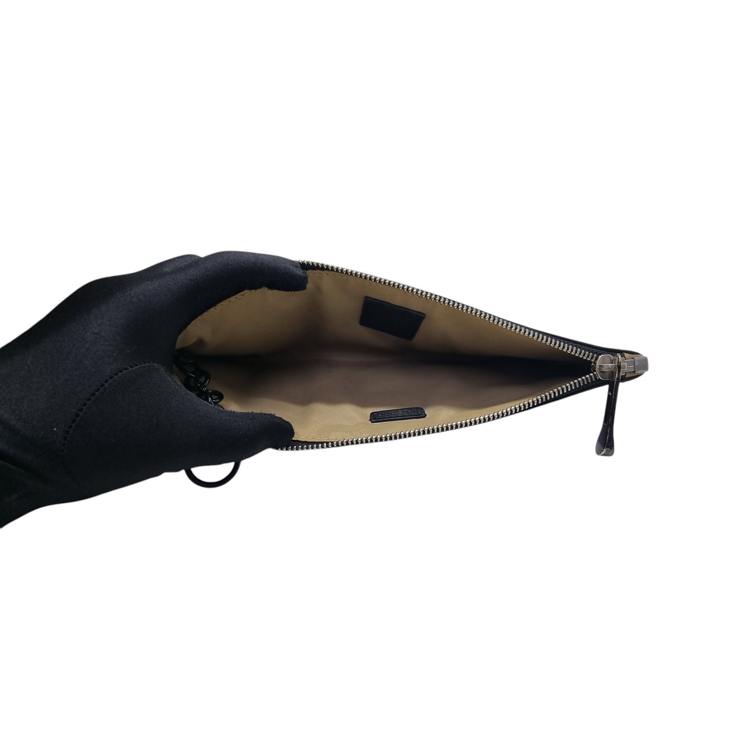 Burberry Nova Check Leather Studded Wristlet Clutch (Black)