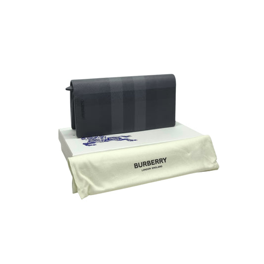 Burberry Check Continental Leather Wallet Shw (Black)