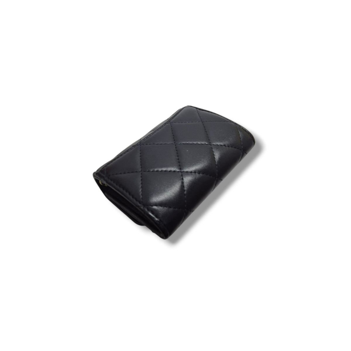 Chanel Pearl Crush Flap Wallet/Card Holder On Chain Lambskin Ghw (Black)