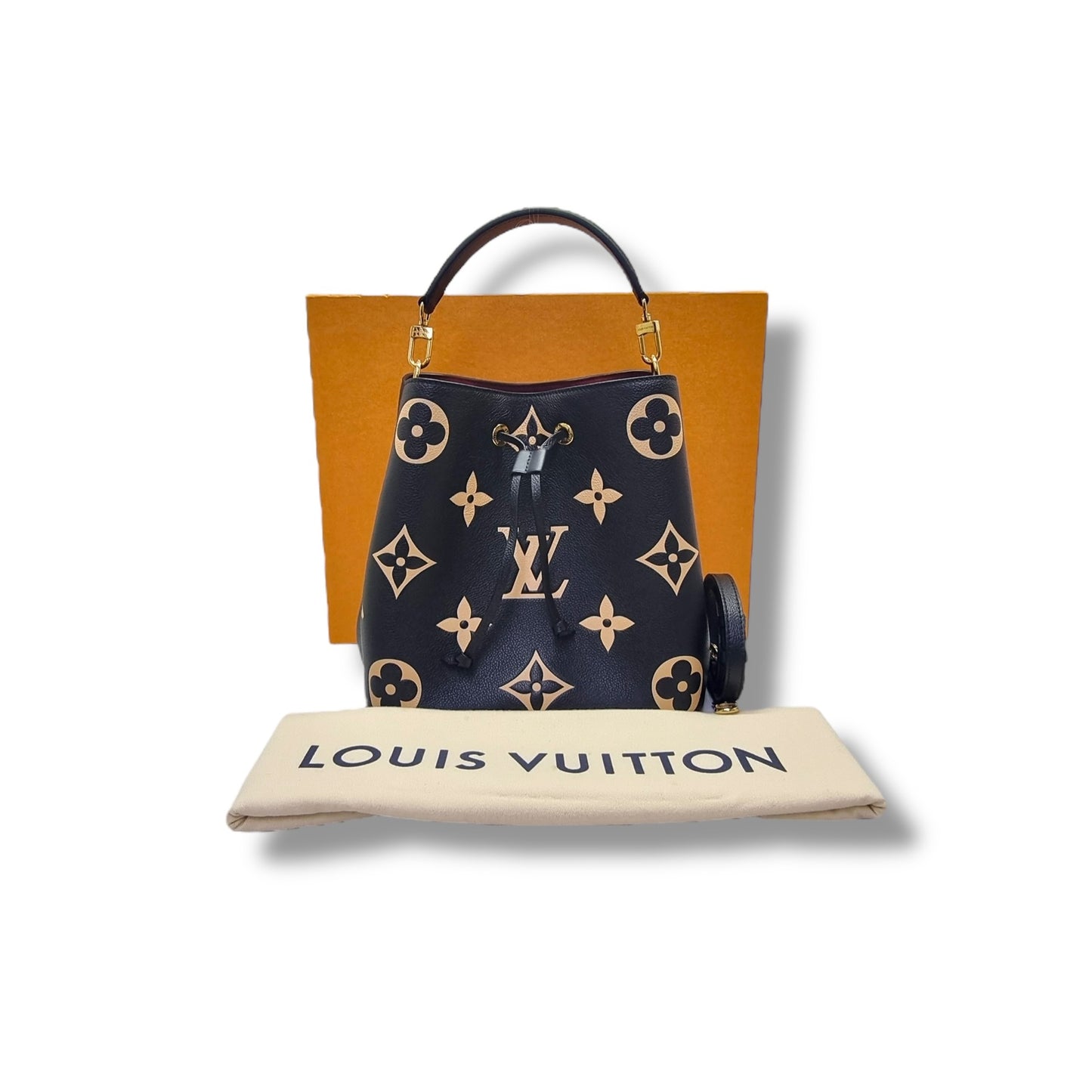 Louis Vuitton Neo Noe MM Bicolour Monogram Empriente Leather Ghw (Black/Beige)