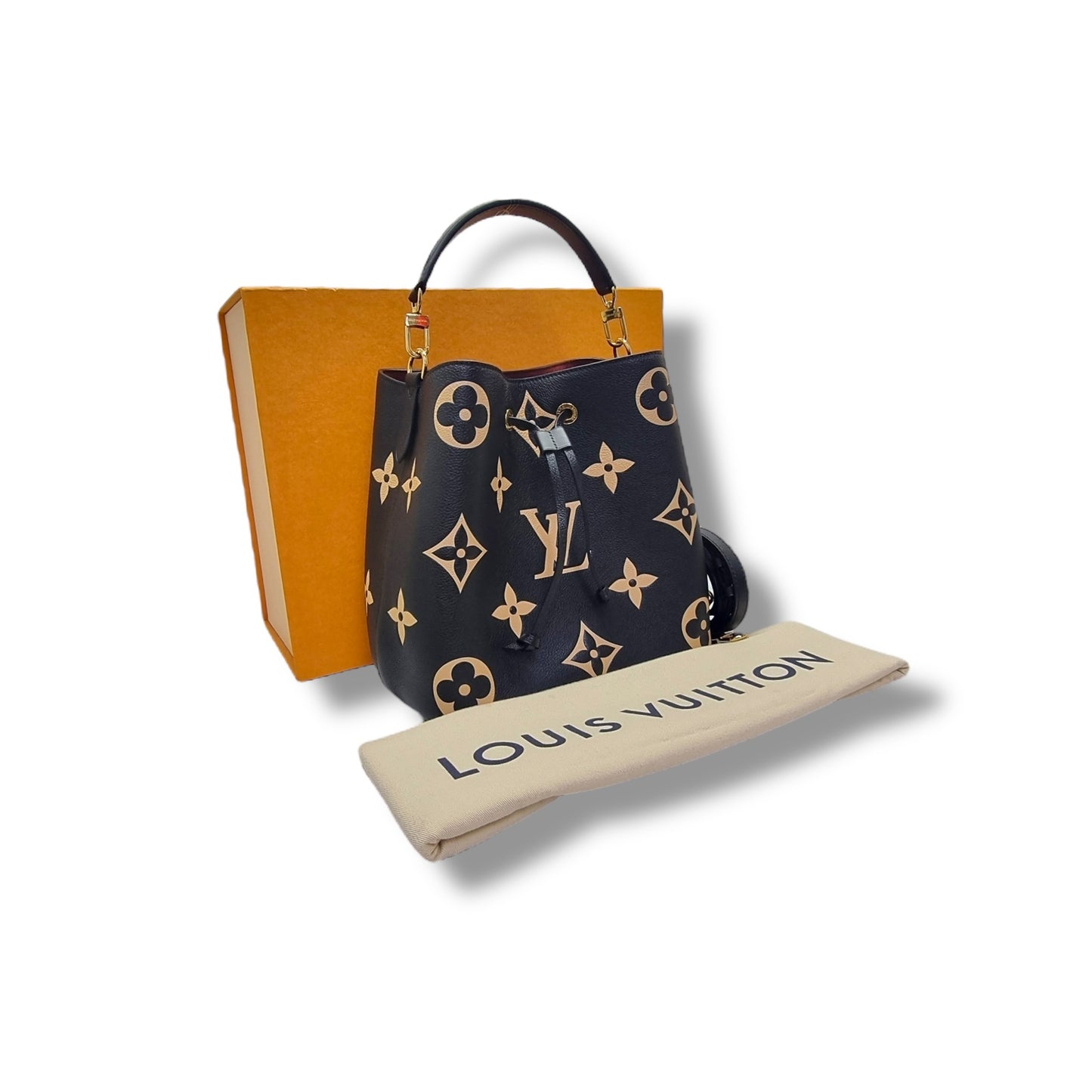 Louis Vuitton Neo Noe MM Bicolour Monogram Empriente Leather Ghw (Black/Beige)