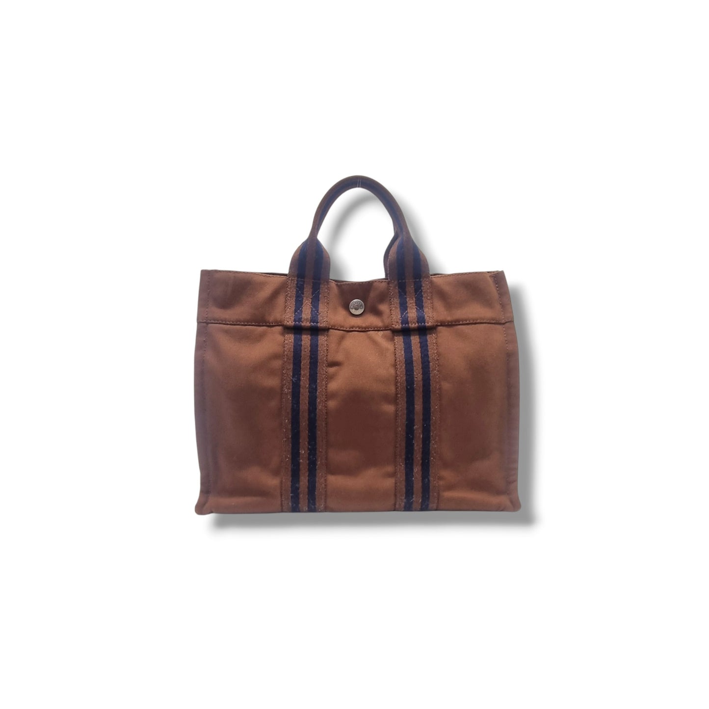 Hermes Fourre Tout PM Canvas Top Handle Phw (Brown)