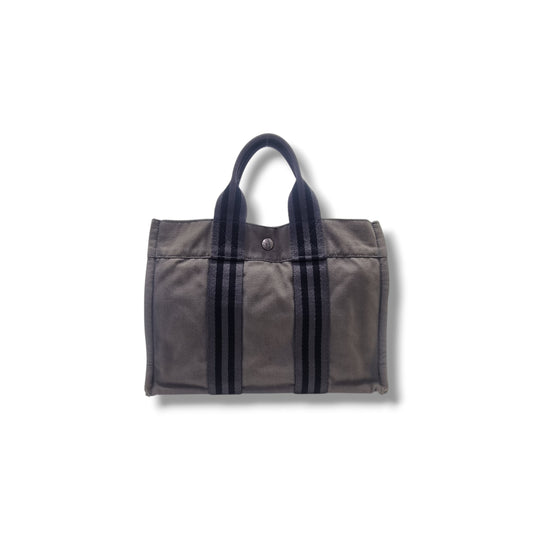 Hermes Fourre Tout PM Canvas Top Handle Phw (Grey)