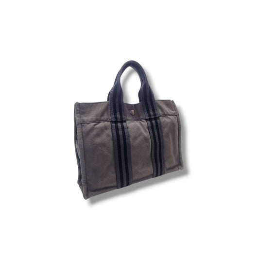Hermes Fourre Tout PM Canvas Top Handle Phw (Grey)