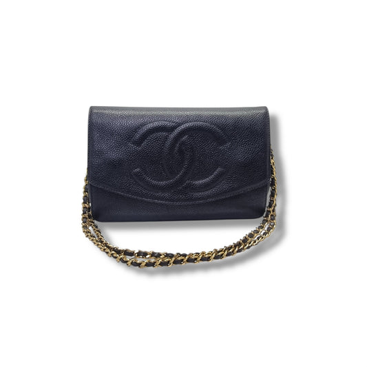 Chanel Vintage Wallet On Chain Caviar Ghw (Black)