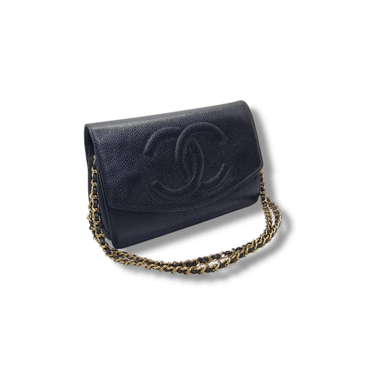 Chanel Vintage Wallet On Chain Caviar Ghw (Black)