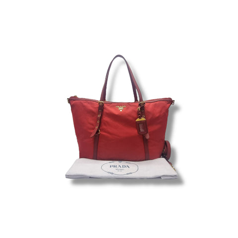 Prada BR4253 Nylon Tote Bag Ghw (Red)