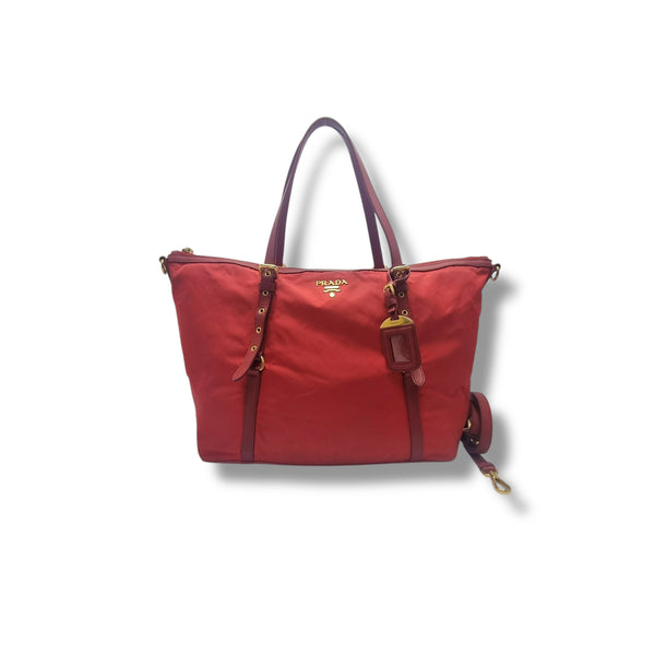 Prada BR4253 Nylon Tote Bag Ghw (Red)