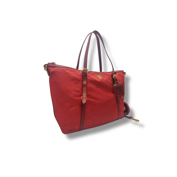 Prada BR4253 Nylon Tote Bag Ghw (Red)