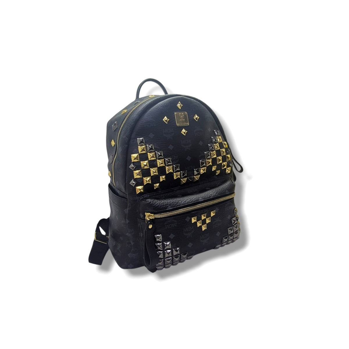 MCM Visetos Stack Studded Leather Backpack Ghw/Shw (Black)
