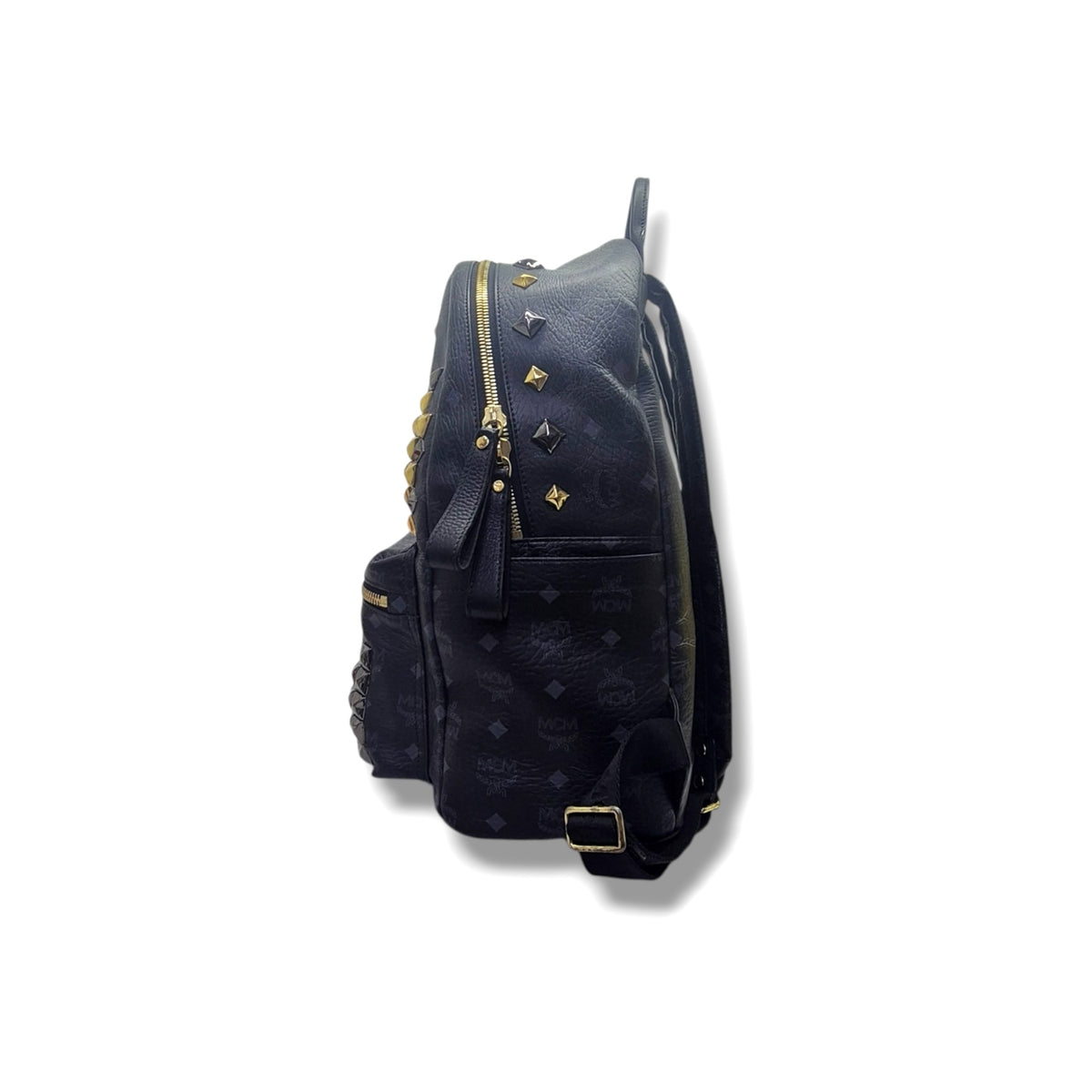 MCM Visetos Stack Studded Leather Backpack Ghw/Shw (Black)