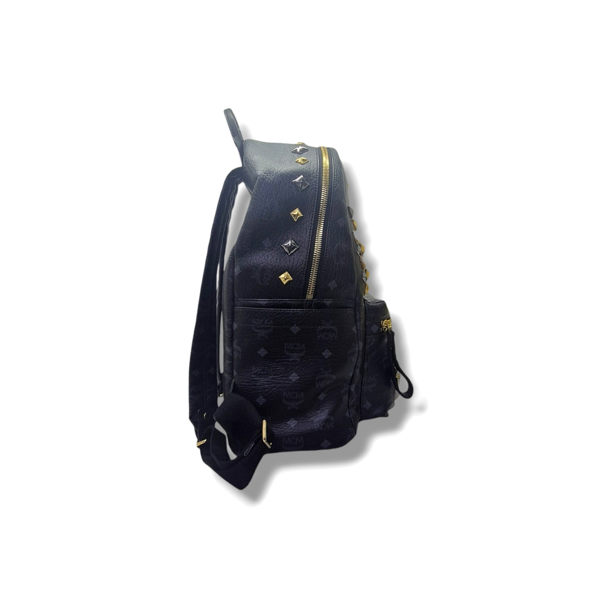 MCM Visetos Stack Studded Leather Backpack Ghw/Shw (Black)