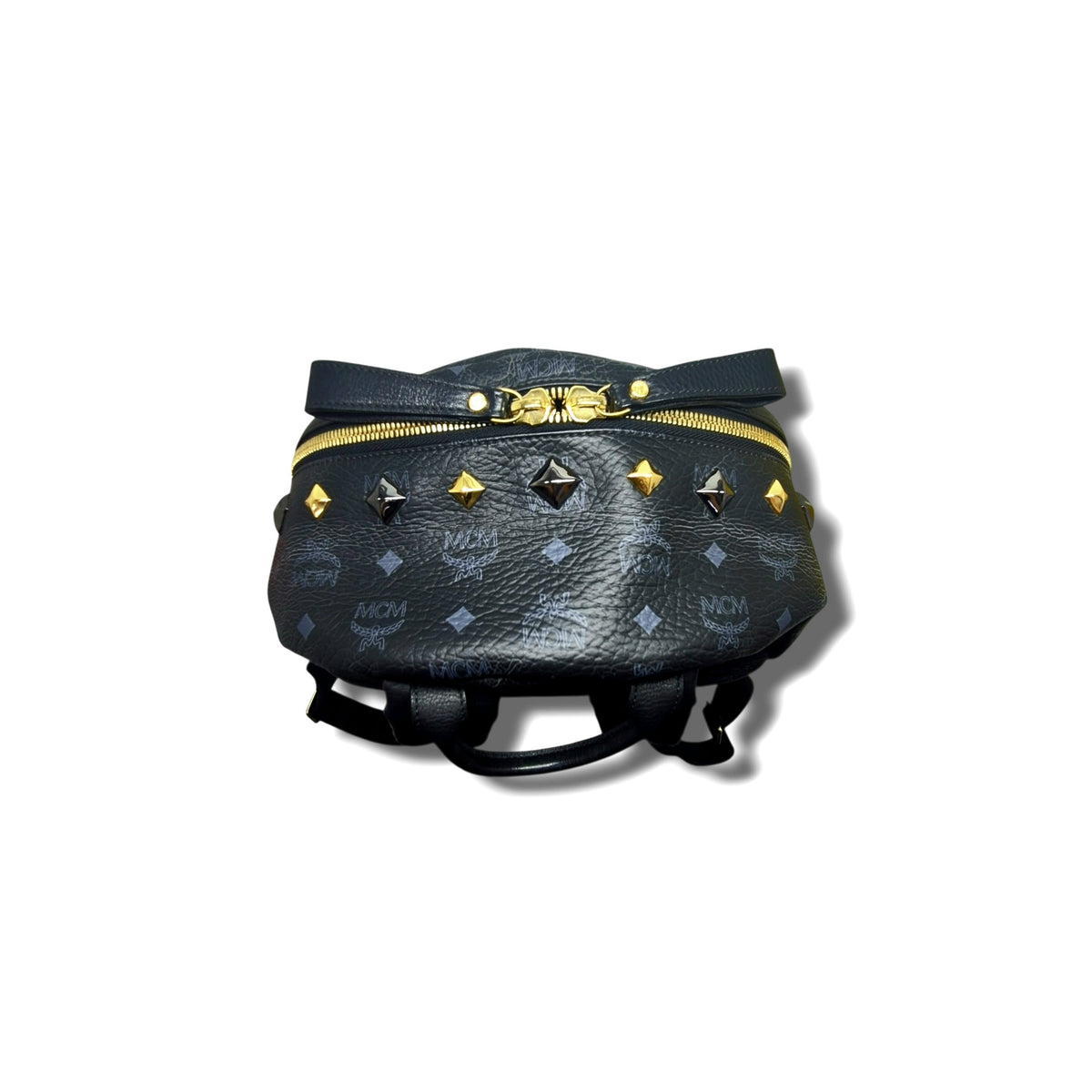 MCM Visetos Stack Studded Leather Backpack Ghw/Shw (Black)