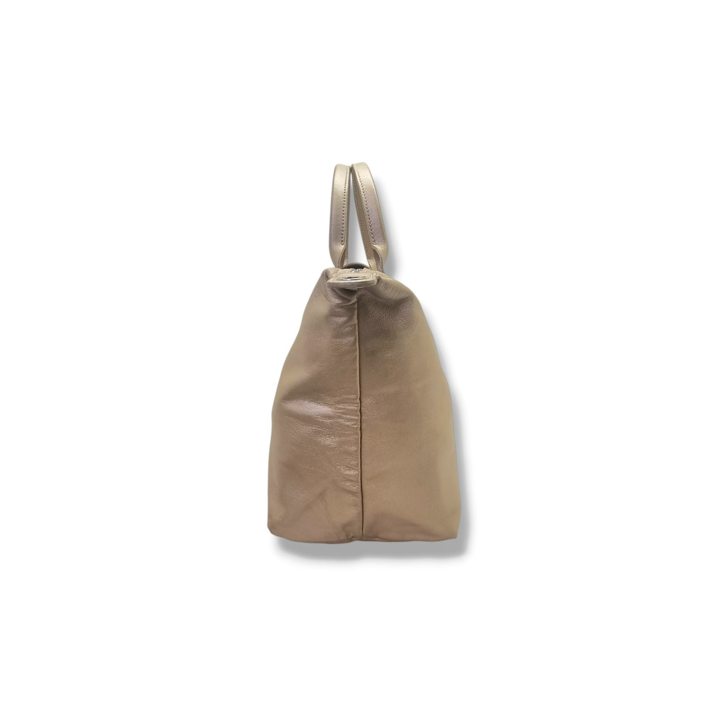Longchamp Le Pliage Cuir Leather Medium Shw (Metallic Gold)