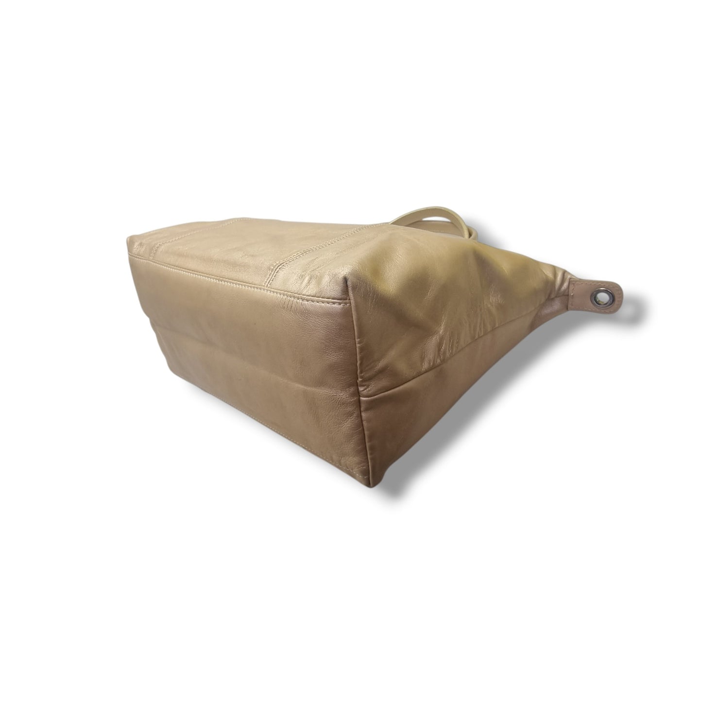 Longchamp Le Pliage Cuir Leather Medium Shw (Metallic Gold)