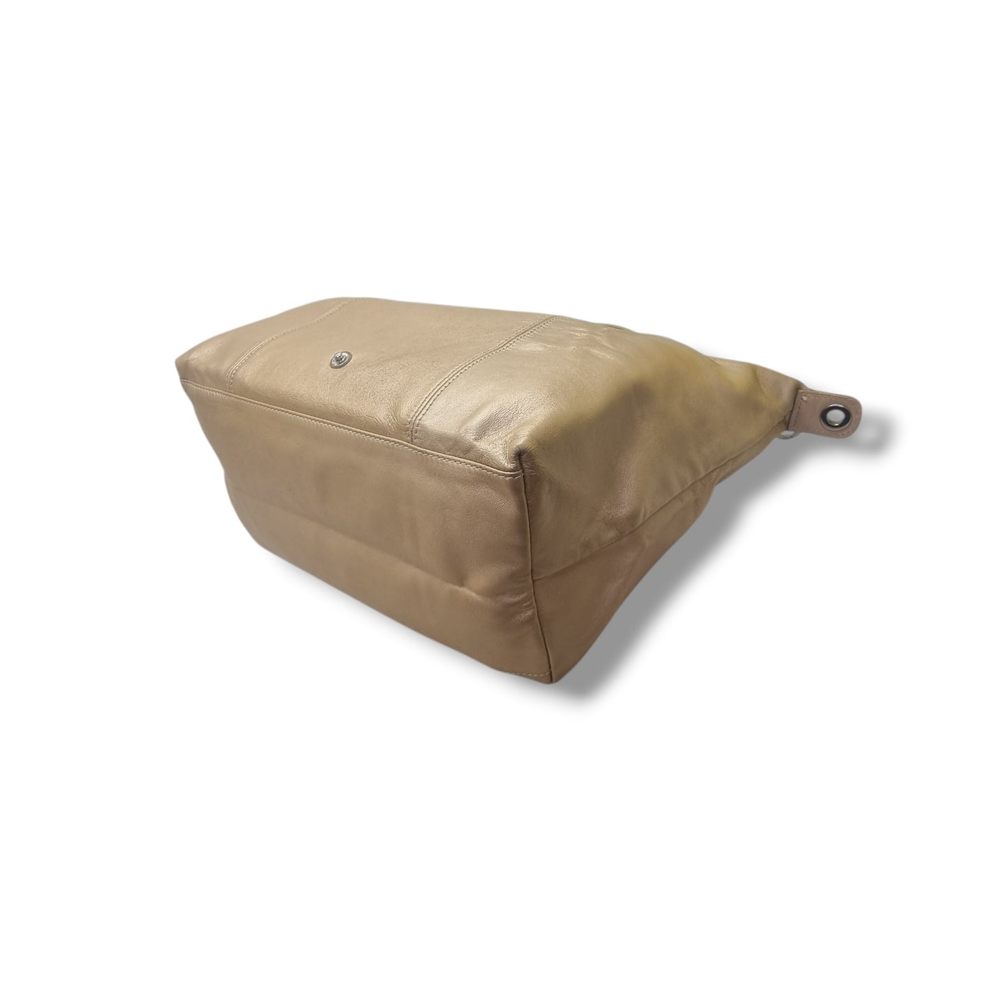 Longchamp Le Pliage Cuir Leather Medium Shw (Metallic Gold)
