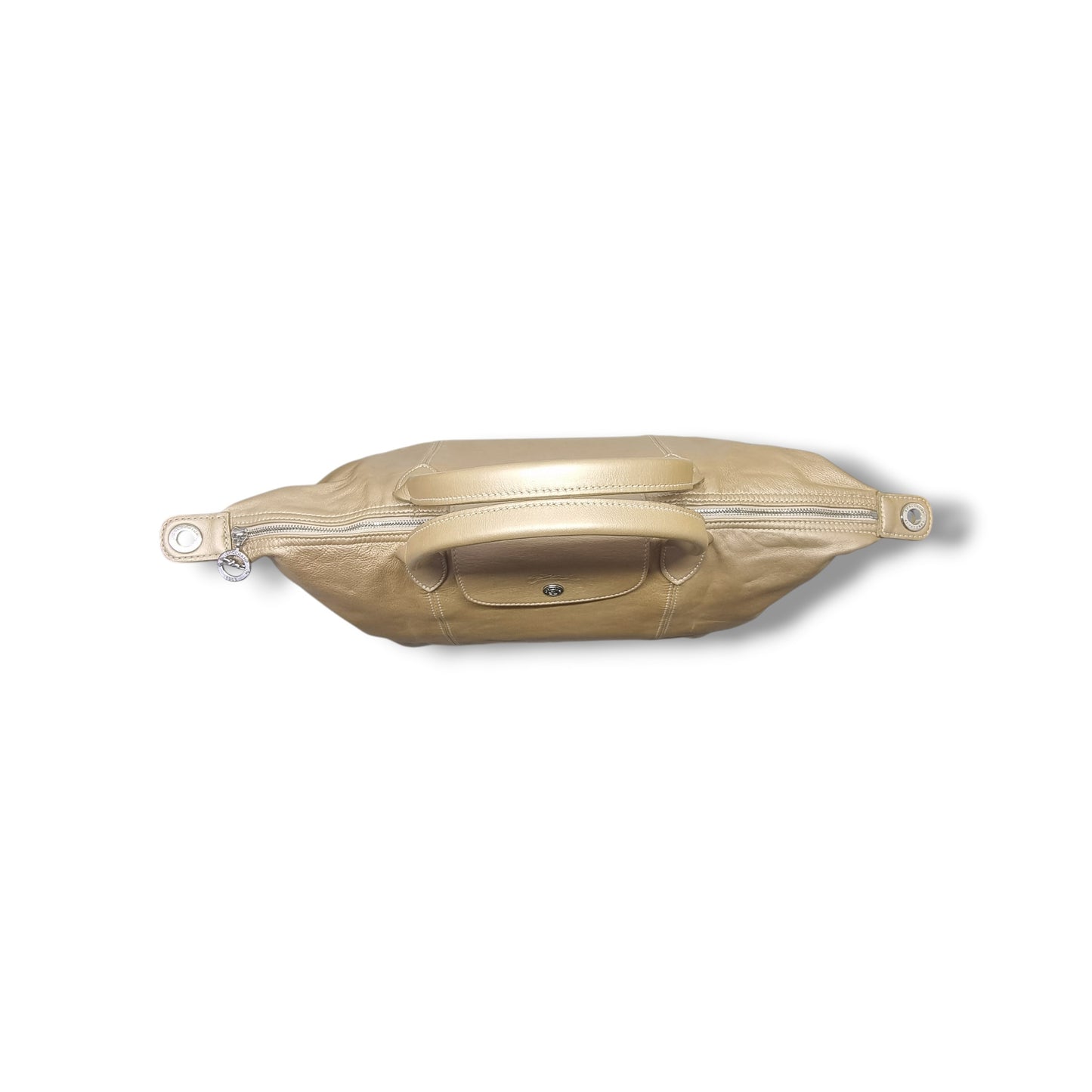 Longchamp Le Pliage Cuir Leather Medium Shw (Metallic Gold)