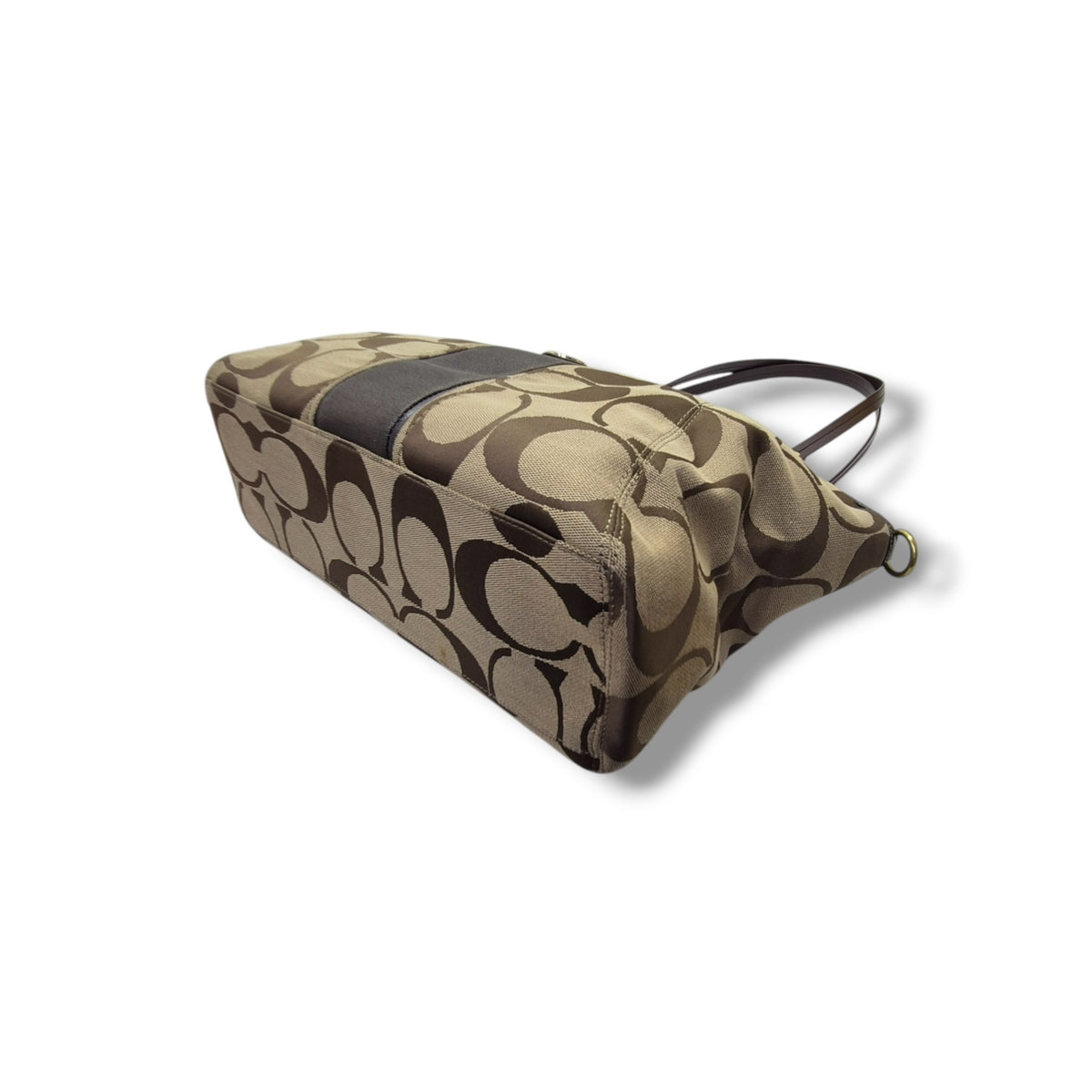 Coach Signature Stripe Canvas Shoulder Bag Ghw (Brown)