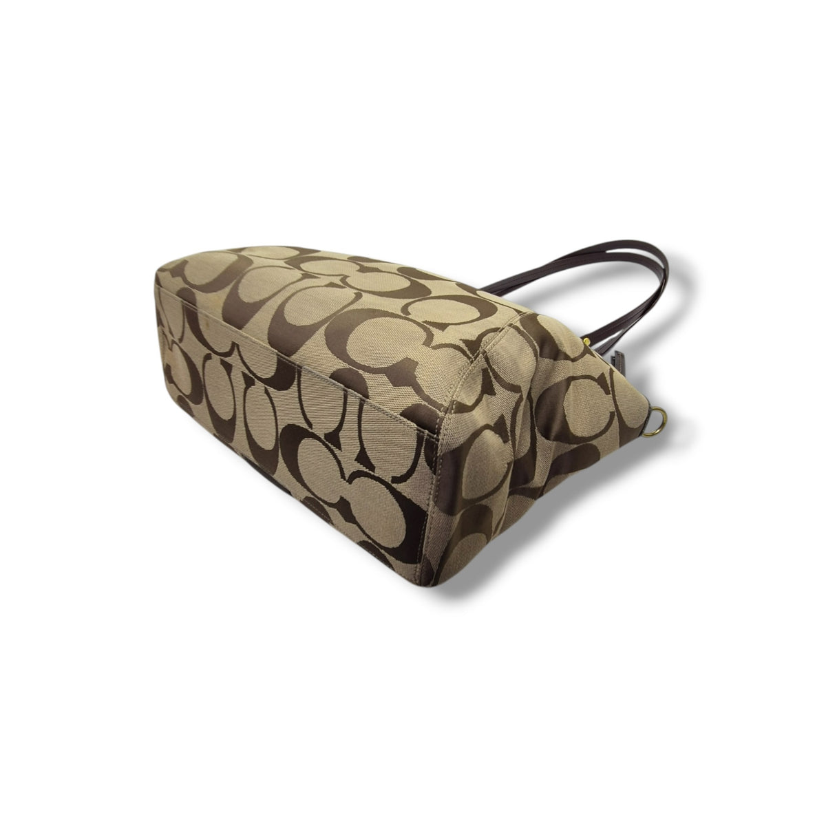 Coach Signature Stripe Canvas Shoulder Bag Ghw (Brown)
