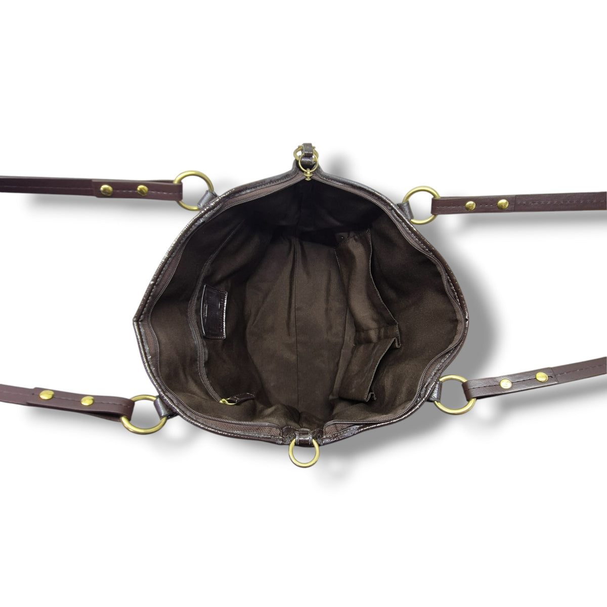 Coach Signature Stripe Canvas Shoulder Bag Ghw (Brown)