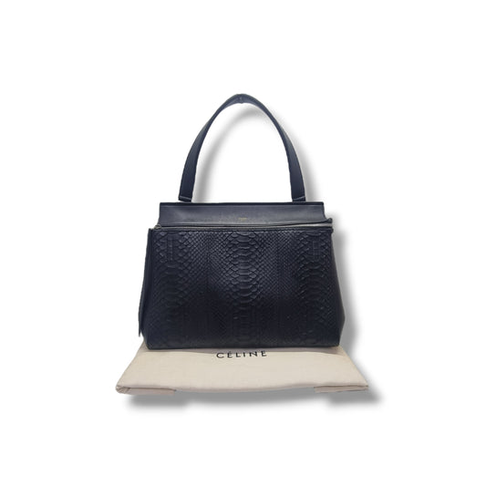 Celine Python Leather Edge Large Shoulder Bag Shw (Black)