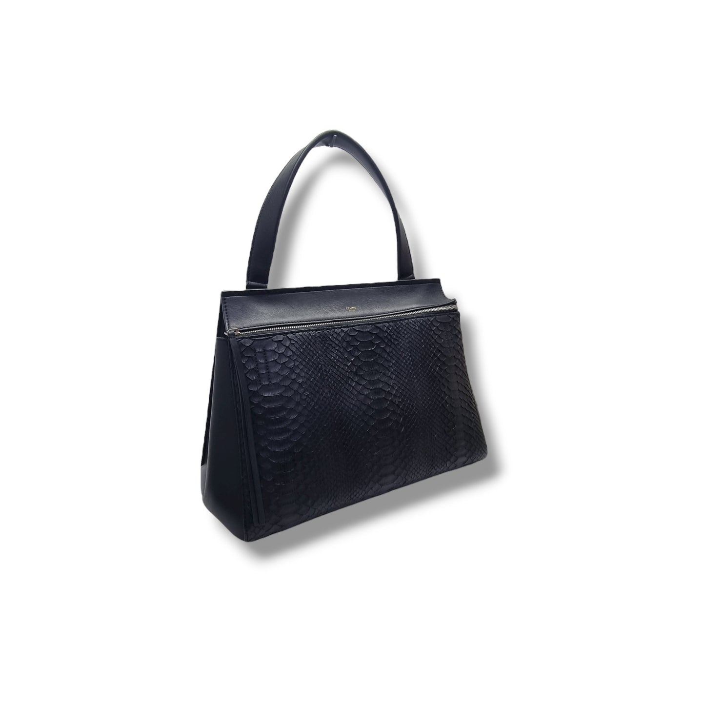 Celine Python Leather Edge Large Shoulder Bag Shw (Black)