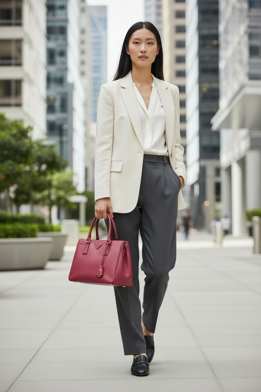 Prada BN1801 Galleria Saffiano Lux Small Double Zip Tote Bag Ghw (Fuoco/Red)