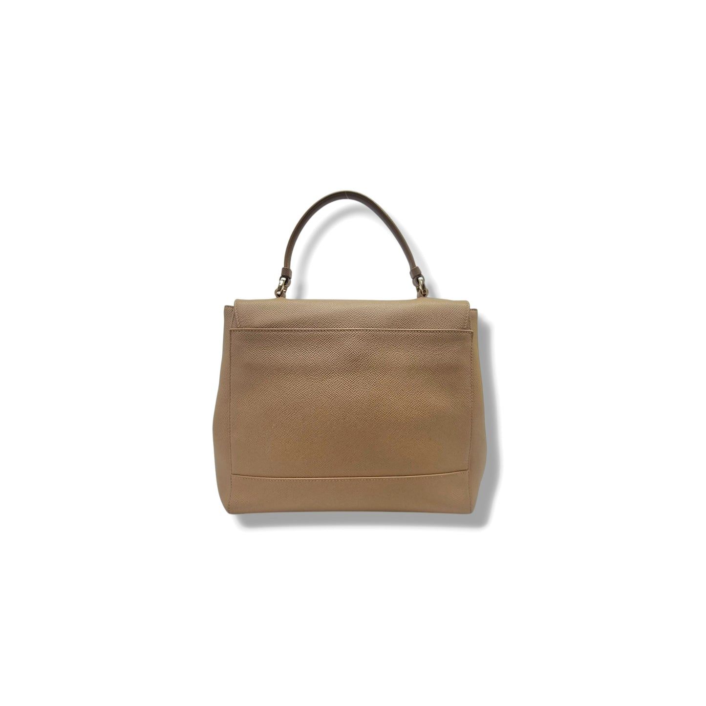 Salvatore Ferragamo Vara Bow Pebbled Leather Tote Bag Ghw (Beige)