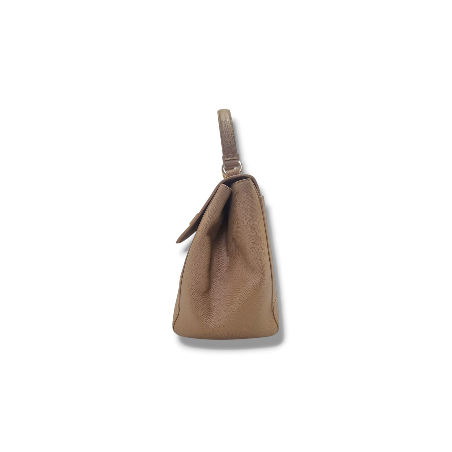 Salvatore Ferragamo Vara Bow Pebbled Leather Tote Bag Ghw (Beige)
