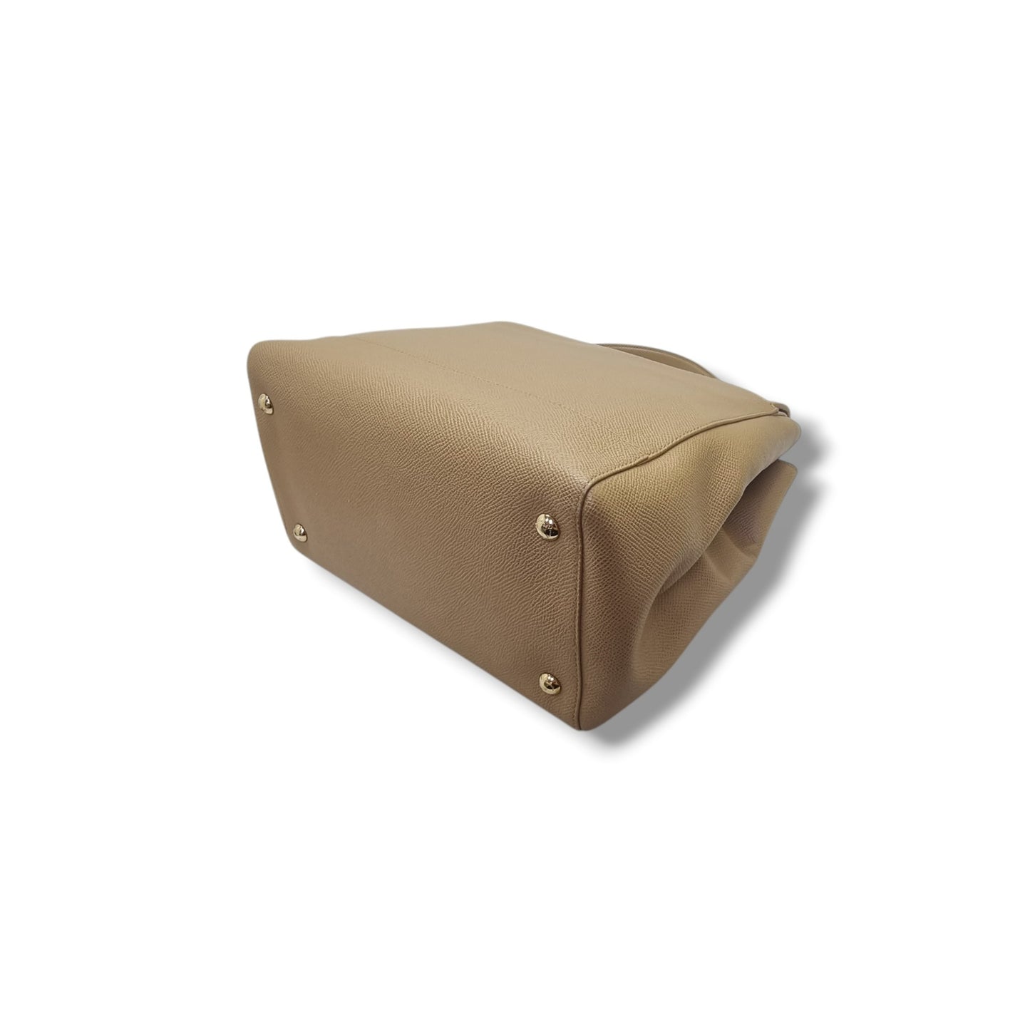 Salvatore Ferragamo Vara Bow Pebbled Leather Tote Bag Ghw (Beige)