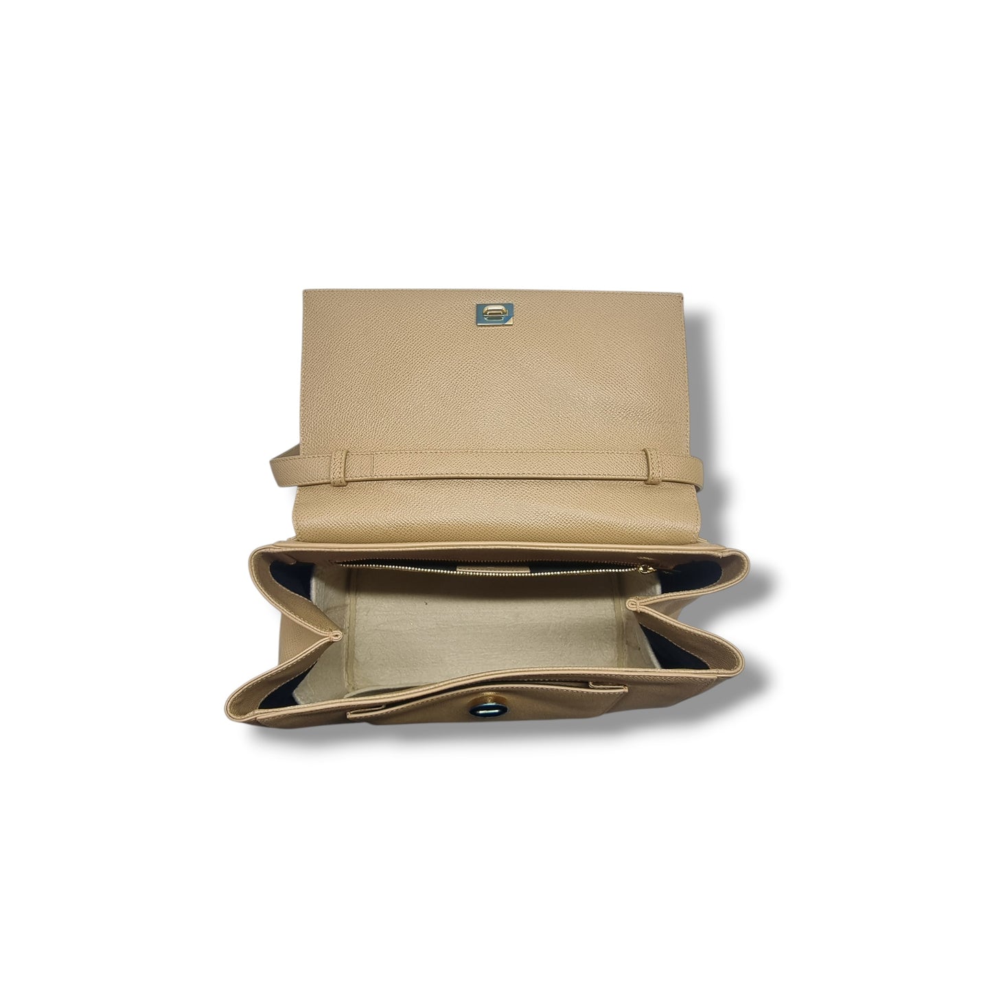 Salvatore Ferragamo Vara Bow Pebbled Leather Tote Bag Ghw (Beige)