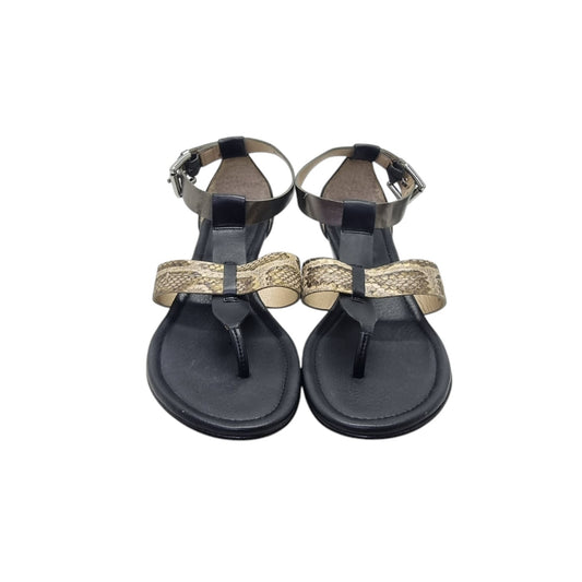 Coach Velvet Ankle Strap Wedge Heel Sandals Snake Print (Black)